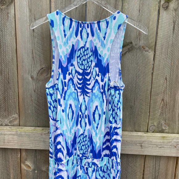 Lilly Pulitzer Women Paulina Jumpsuit in Tropi Call Me V-Neck Stretch Blue Small - Picture 10 of 12